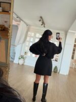 Black Skirt With Lace Trim Overlay - Image 3