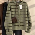 Green Striped Knit Cardigan - Image 2