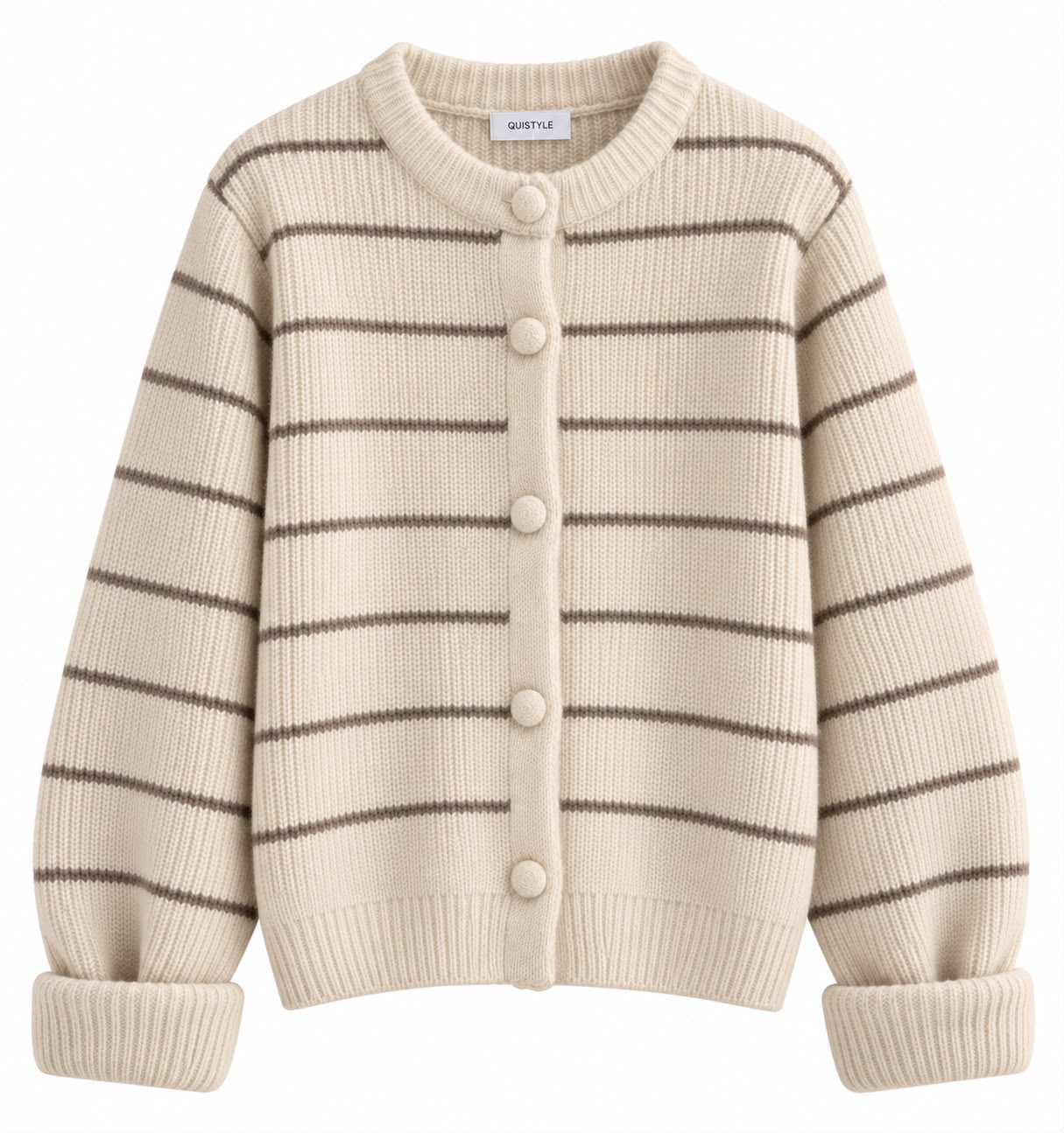 WhatsApp Image 2026-09-29 at 5.12.43 PM (1) Cream Striped Knit Cardigan - Image 1