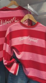 Red and Pink Striped Crewneck Sweatshirt - Image 2