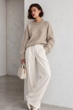 Beige Sweater With Embellished Neckline - Image 3
