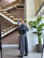 High Waist Wide Leg Grey Jeans - Image 4