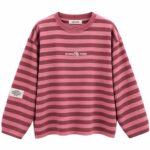 Pink Striped Long Sleeve Sweatshirt