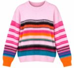Pink Multicolor Striped Knit Sweater