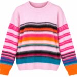 Pink Multicolor Striped Knit Sweater