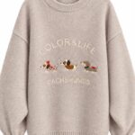 Beige Dachshund Print Sweatshirt