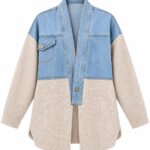 Denim and Knit Colorblock Cardigan