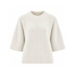 White Short Sleeve Knit Sweater