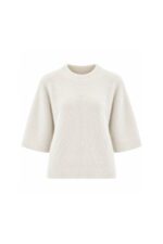 White Short Sleeve Knit Sweater