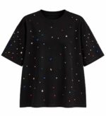 Black T-Shirt With Colorful Rhinestone Embellishments