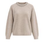 Beige Sweater With Embellished Neckline
