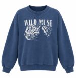 Wild Muse Blue Leopard Graphic Sweatshirt