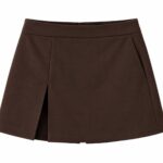 Brown Mini Skirt With Front Slit