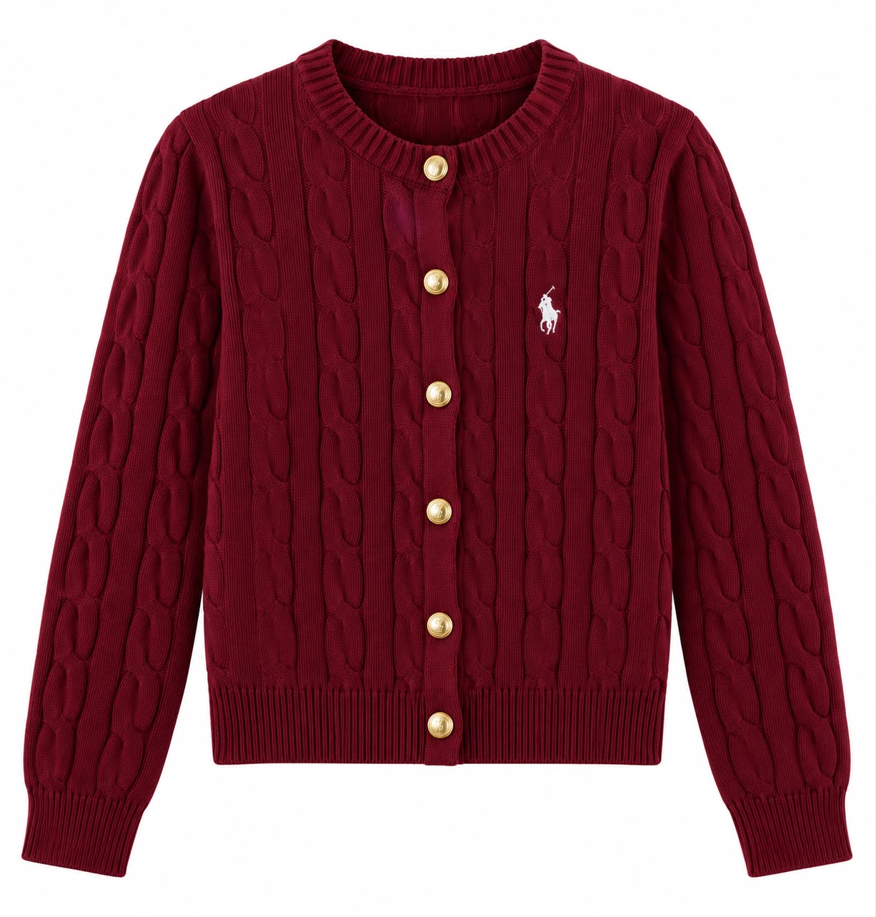 c93c5ea9-75ba-4746-907c-c8233644df5a Ralph Lauren Red Cable Knit Cardigan - Image 1
