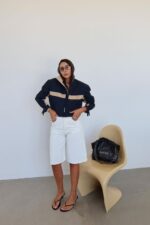 Navy and Beige Zip Up Track Jacket - Image 5