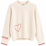 Aphrodite Cream Heart Embroidered Sweater