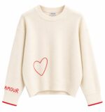 Aphrodite Cream Heart Embroidered Sweater