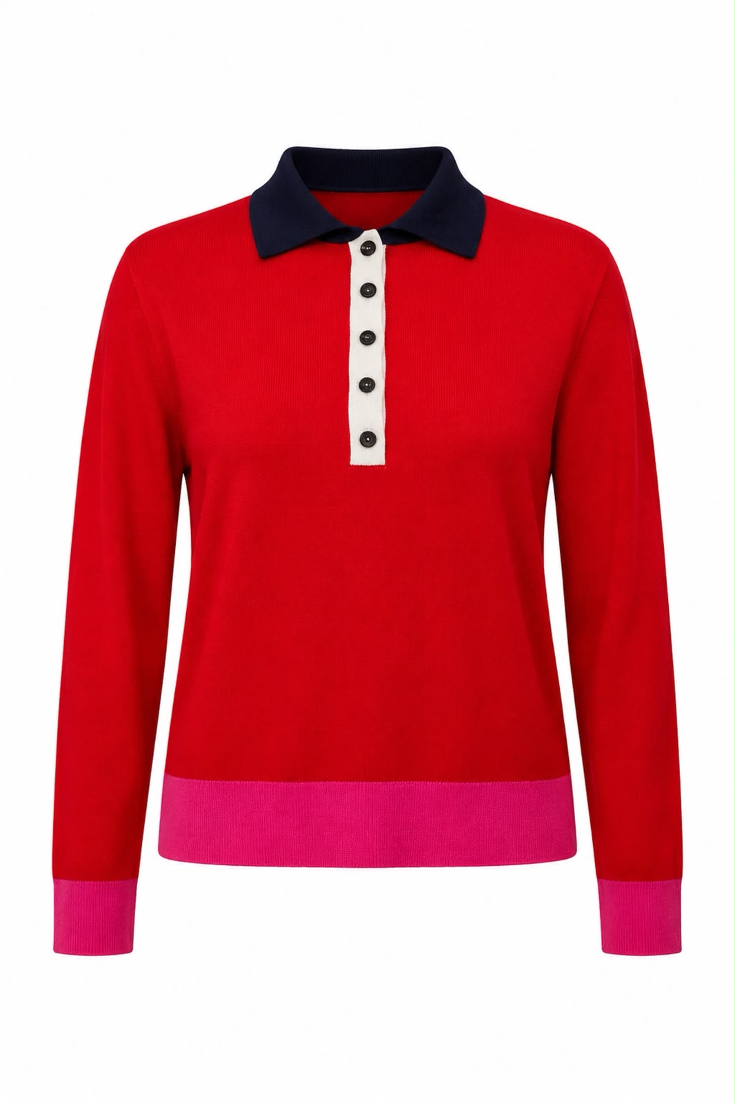 e4bdad4c-cc07-4401-8773-1c530f7f3976 Red Long Sleeve Polo Collar Sweater - Image 1
