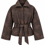Brown Animal Print Belted Jacket