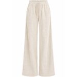 Beige Corduroy Wide Leg Pants