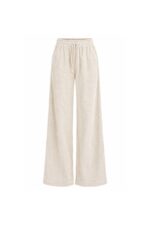 Beige Corduroy Wide Leg Pants