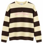 Brown Cream Striped Crewneck Sweater