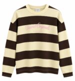 Brown Cream Striped Crewneck Sweater