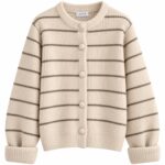 Quistyle Cream Striped Knit Cardigan