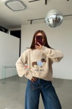 Beige Sweater With Dachshund Dog Print - Image 5