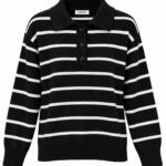 Aphrodite Black White Stripe Polo Top