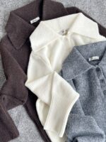 Ivory Knit Collared Button Sweater - Image 2