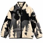 Fleece Jacket with Deer and Forest Print