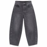 Wide Leg Black Washed Denim Jeans