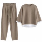 Khaki Two Piece Sweatshirt Jogger Set