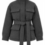 Charcoal Belted Utility Wool Jacket