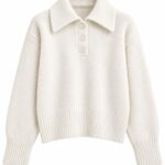 Ivory Knit Collared Button Sweater
