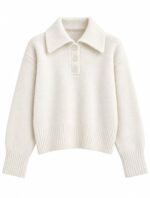 Ivory Knit Collared Button Sweater