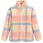 Pastel Checkered Fleece Zip Jacket