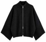 Black Zip Front Knit Cardigan
