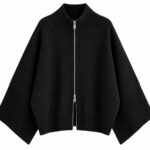 Black Zip Front Knit Cardigan