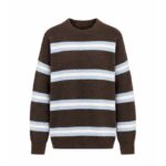 Brown and Blue Striped Crewneck Sweater