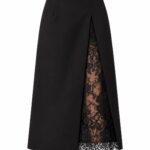 Black Midi Skirt With Lace Panel