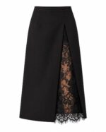 Black Midi Skirt With Lace Panel