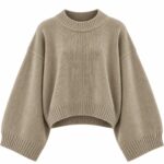 Oversized Beige Ribbed Knit Sweater