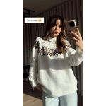 White and Brown Fair Isle Sweater - Image 4