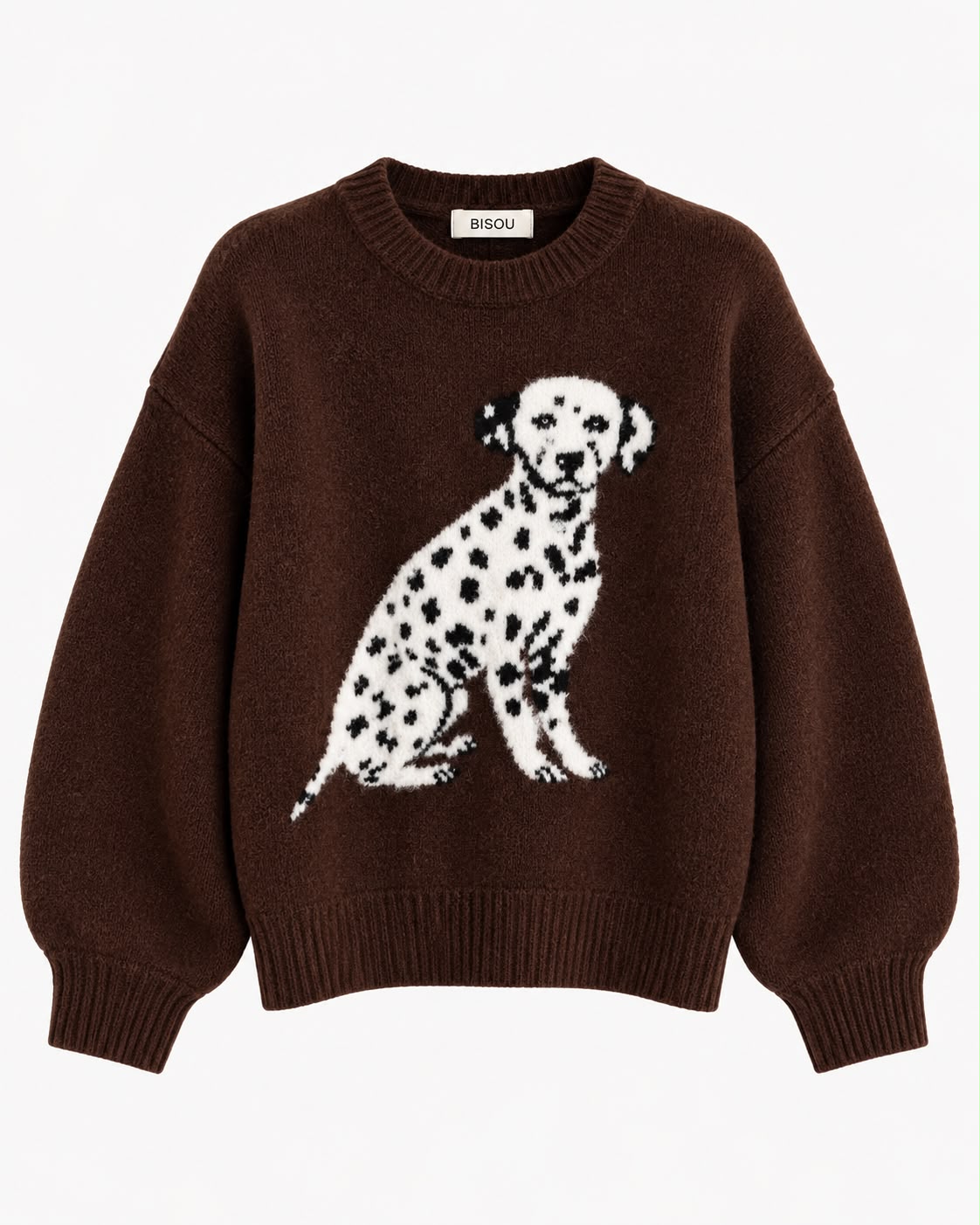 57df5f8b-51aa-4e33-be9b-aa6f3b2399f1 Bisou Brown Dalmatian Dog Sweater - Image 1