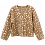 Brown Animal Print Button Cardigan
