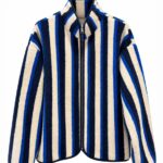 Blue and White Striped Sherpa Jacket