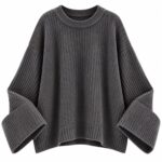 Dark Gray Ribbed Knit Sweater