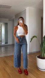 Wide Leg High Waist Blue Jeans - Image 2